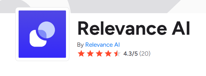 G2 review page for Relevance AI showing its user rating and review evidence
