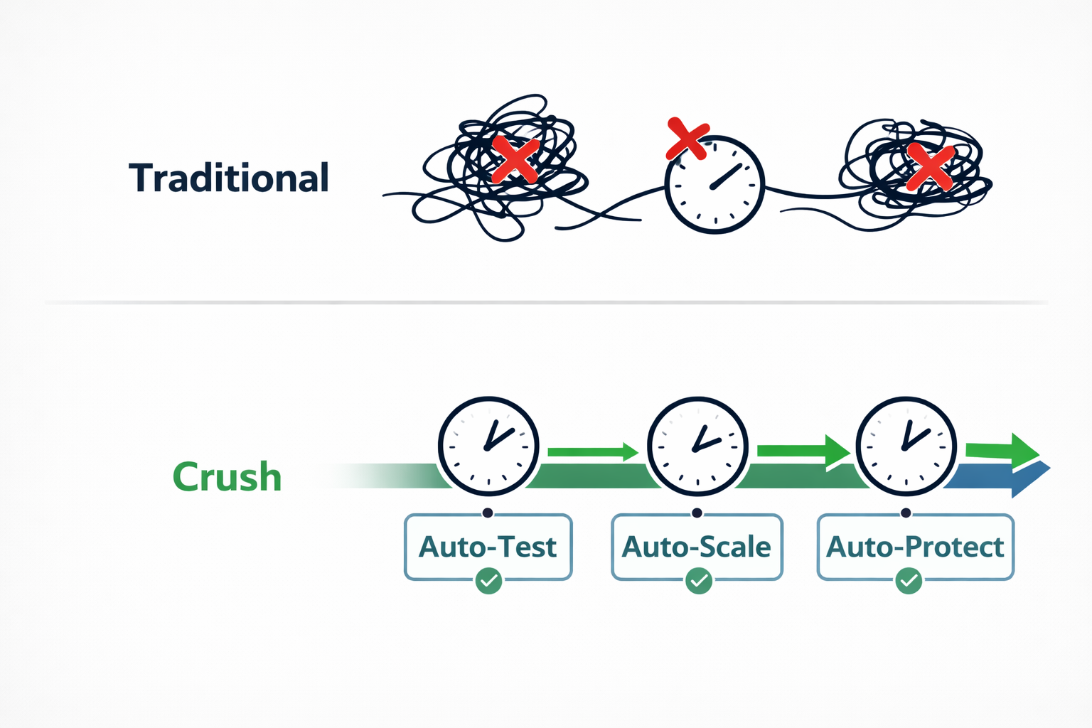 Crush dashboard showing automated Meta advertising campaign management
